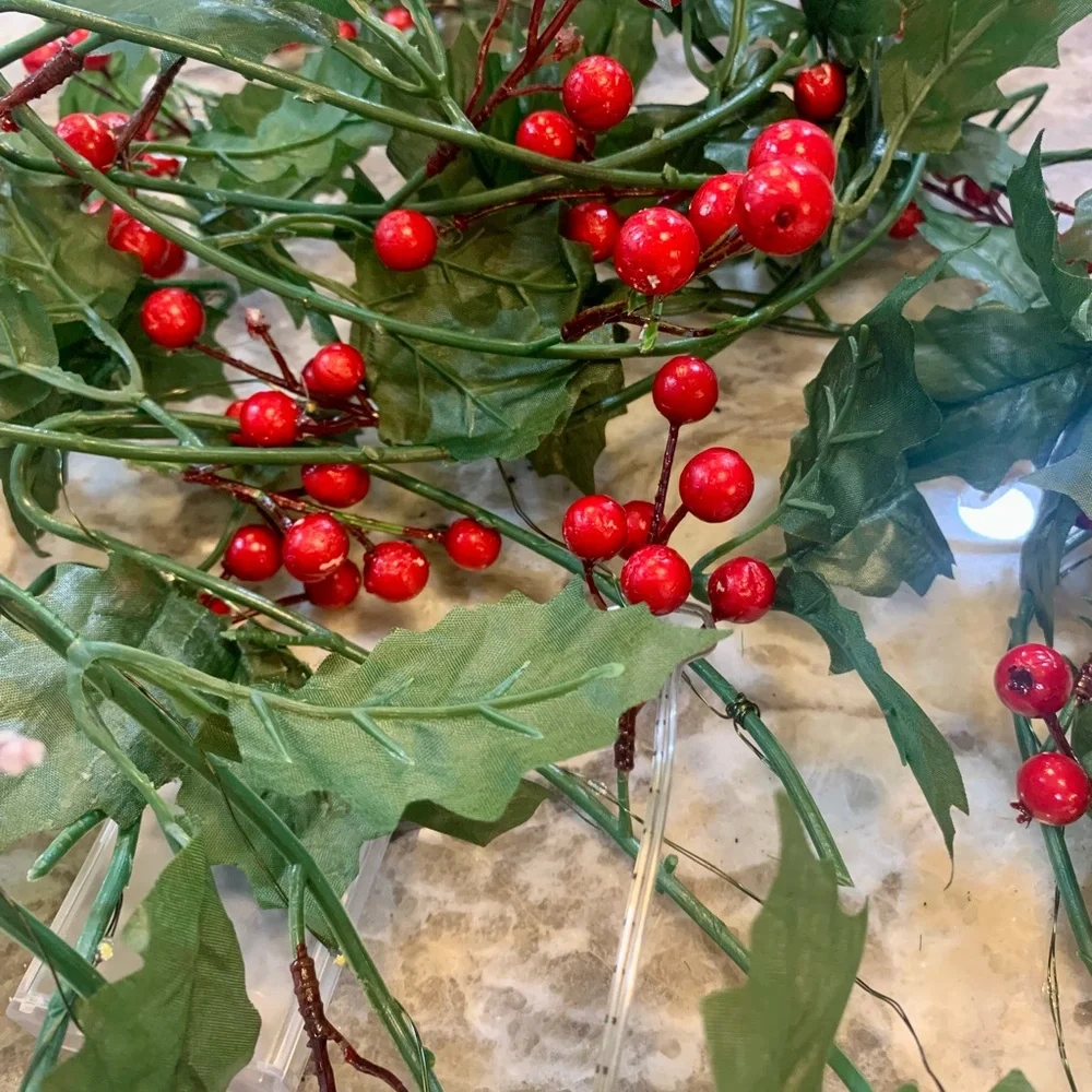 67” Light Up Holly berry Garland